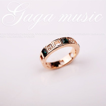 Korean exquisite green square crystal hollow ring retro style index finger ring female