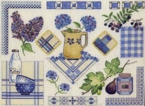 Cross embroidery drawing source file blue kitchen