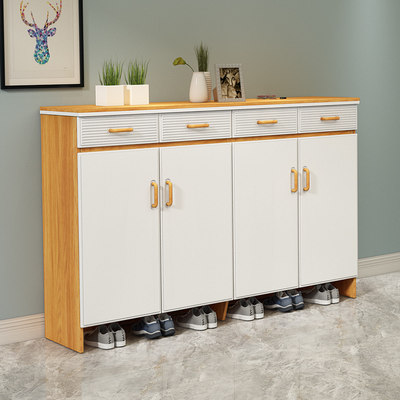 展示与对比:北欧式鞋柜简约现代玄关门厅柜大容量四门鞋厨架超薄储物