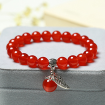 Crystal stalls exquisite single-circle black red agate chalcedony bracelet Korean version of Joker womens jewelry imitation crystal bracelet accessories