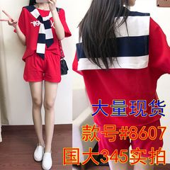 宽松休闲套装女夏装时尚潮2017新款短袖短裤跑步运动服两件套学生