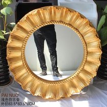 European-style bathroom mirror PU foam frame Bathroom home decoration mirror Round beauty salon mirror Entrance mirror