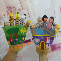 Export original single baby family interactive hand puppet to make game hand doll wooden doll small animal character