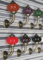 French country retro old ceramic pumpkin head bronze single port hallway bathroom adhesive hook coat hook wall adhesive hook