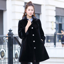 Sheep shearing coat female 2018 new haining fur female mink fur collar wool thickened Korean version of the long coat