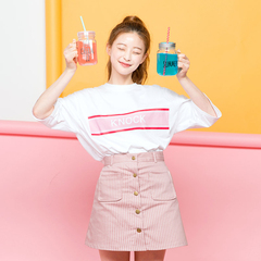 2017夏季新款韩版宽松英文字母印花短袖T恤纯棉半袖体恤夏