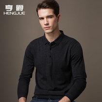 Long sleeve T-shirt men solid color middle-aged lapel polo shirt men long sleeve dad shirt spring and autumn mens thin