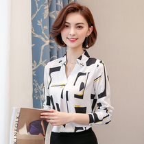 2022 Snowspinning Long Sleeve Women's New Autumn Loading Loose Shirt Upper Bottom Shirt Middle-aged Mom