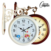  Kangba Silk European-style creative wall clock living room double-sided big clock silent quartz clock clock hanging watch personalized wall clock