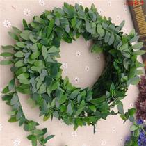 Simulation green leaves long leaves fake leaves plastic leaf wreath accessories DIY handmade material 7 5 meters a roll