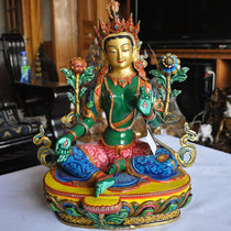 Buddhist supplies Nepal Buddha statue red copper painted green mother Buddha statue imported Buddha statue 40cm