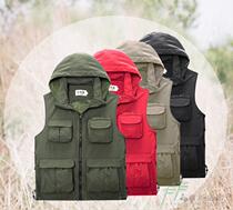Mens waistcoat photography waistcoat photo waistcoat with cap dual-use reporter Machia videographer Machia fishing multipocketbook