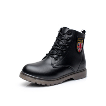 Boys Martin boots 2019 spring and autumn new fashion British style big childrens Black leather shoes boots childrens shoes military training shoes