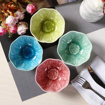 Ice crack ceramic 4 5 inch rice bowl household creative relief European style soup bowl Porridge bowl Salad bowl