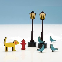 Urban street corner desktop decoration ornaments Childrens room shop holiday Christmas toy accessories 8-piece set