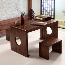 Old elm solid wood bay window table Tatami coffee table windowsill table Simple Kang table Floor and room several tables solid wood coffee table