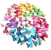 12pcs romantic three-dimensional 3d simulation butterfly decorative wall stickers Curtain refrigerator stickers Living room wedding room kindergarten magnets