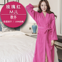 2021 new autumn and winter cotton towel womens thick Korean version of simple dressing gown men and womens bathrobe Korean version