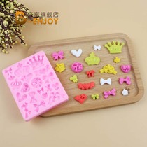 Fondant baking DIY Silicone resin mold 19 holes Crown Bow Cake Chocolate soft clay