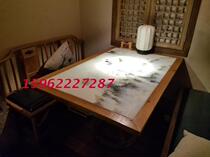 Chinese restaurant hotel dining table and chair solid wood ceramic marble Chinese style theme Guimanlong factory direct sales