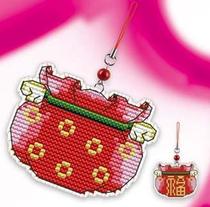 Three pieces of Miga cross-stitch mobile phone chain keychain double-sided embroidery material bag S151 happiness bag