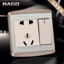 bago 86 type champagne gold switch socket opened with five hole socket wall 1 a single control with two three in 5 eyes plug
