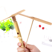 Pull line bamboo dragonfly Traditional nostalgic childrens outdoor sports wooden toy Doraemon aircraft