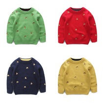 Childrens clothing autumn and winter New round neck sweater cotton childrens pullover baby sweater bear embroidery