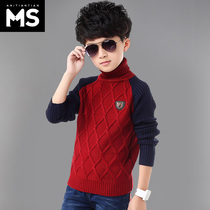 Childrens clothing boys sweater plus velvet thickened Winter Childrens thread clothes childrens pullover high collar boy childrens base sweater