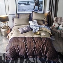 Simple modern business style cotton four-piece patch patch embroidery cotton bedding single double bed kit