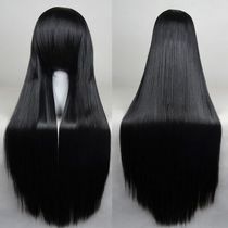 Spot cos wig 60 80 100 120 150cm Black long straight universal bangs costume fake hair