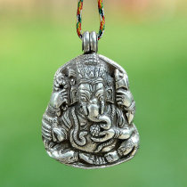 尼泊尔925纯银黄财神 象鼻财神嘎乌盒 尕乌盒 噶乌盒 大号