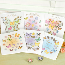 Iuo pick up the wind greeting card three-dimensional butterfly flower blessing card birthday card Universal Card WISH-1505