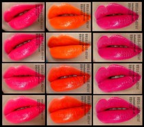 Fluorescent bright pink lipstick Night nightclub colorful luminous orange yellow orange red bright rose red lipstick under UV lights
