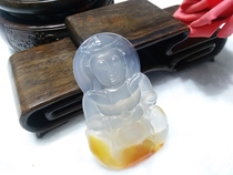 Natural a goods ice species and Tian White Jade agate color pendant necklace pendant Jade GuanYin Jade Buddha jade pendant men and women