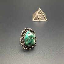 Western Vintage Silver Accessories 1970s USA Indian RoEaston Natural Green Songstone 925 pure silver ring female