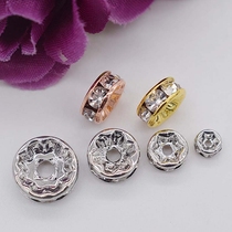 S925 semi-silver diamond spacer beads zircon ring hand string spacer beads scattered beads diy jewelry accessories