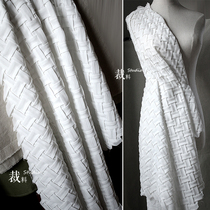 Original designer fabric white chiffon woven three-dimensional texture clothing geometric woven fabric transformation