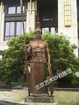 Beijing man-made sandstone glass steel round carving general male warrior handicraft decoration real estate hotel landscape sculpture