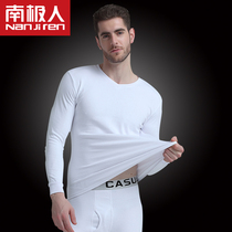 Antarctic men's V-neck cotton long johns thin cotton sweater pure cotton base thermal underwear bottoming suit