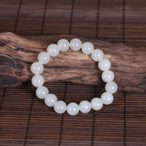 Hetian jade bracelet Xinjiang natural lanolin white jade 6810246mm round bead bracelet mens and womens bracelet