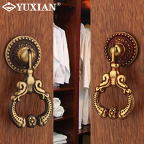 Weigu pure copper antique European style American handle wardrobe door handle cabinet handle small drawer small pull ring Single Grain