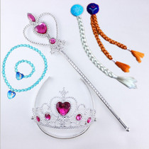 Ice and Snow Princess Dresses Princess Dresses Aisha Crown Magic Wand Wig With Wind Necklace Gloves Accessories Children Dress Up