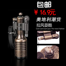 Trendy mens fashion personality grinding wheel kerosene lighter creative retro mini portable collection pocket lighter