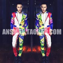 Nightclub bar male singer DJ male model European and American show with fruit cola slim suit suit suit suit suit