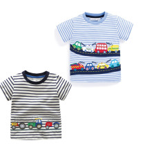 Summer new product boys baby cotton short-sleeved T-shirt children striped beach half-sleeved cartoon casual wild toddler