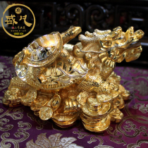 Taiwans pure bronze dragon turtle swinging piece with mother and son dragon turtles office living room Fortune Dragon Tortoise and Tortoise Furnishing