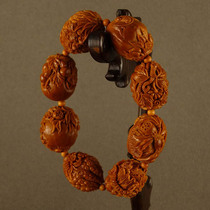 Liu Xiaoqin (Fruit Eight Treasures) Su Gong Pure Handmade Olive Core Carving Hand String Single Seed Carving Literary Play Collection