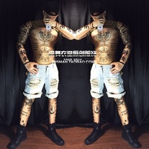Bar Nightclub Nightclub male singer dj gogo 3D fake muscle abdominal muscle Sanskrit Chinese one-piece tattooed dress rehearsal
