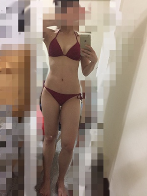 好看，喜歡，小胸實穿 168/58公斤/75B,拿s,副乳遮不住，臀大但不能選大一點尺寸的褲子，真可惜